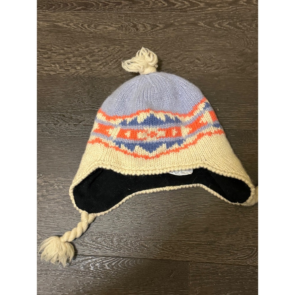 Patagonia Kids Small Wool Earflap Beanie Hat Fleece Lined Fair Isle Aztec - Picture 5 of 5